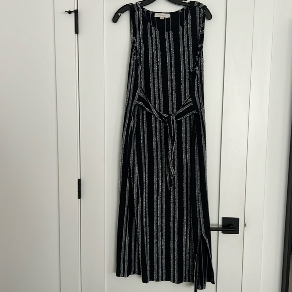 Loft black and white striped maxi dress size XL